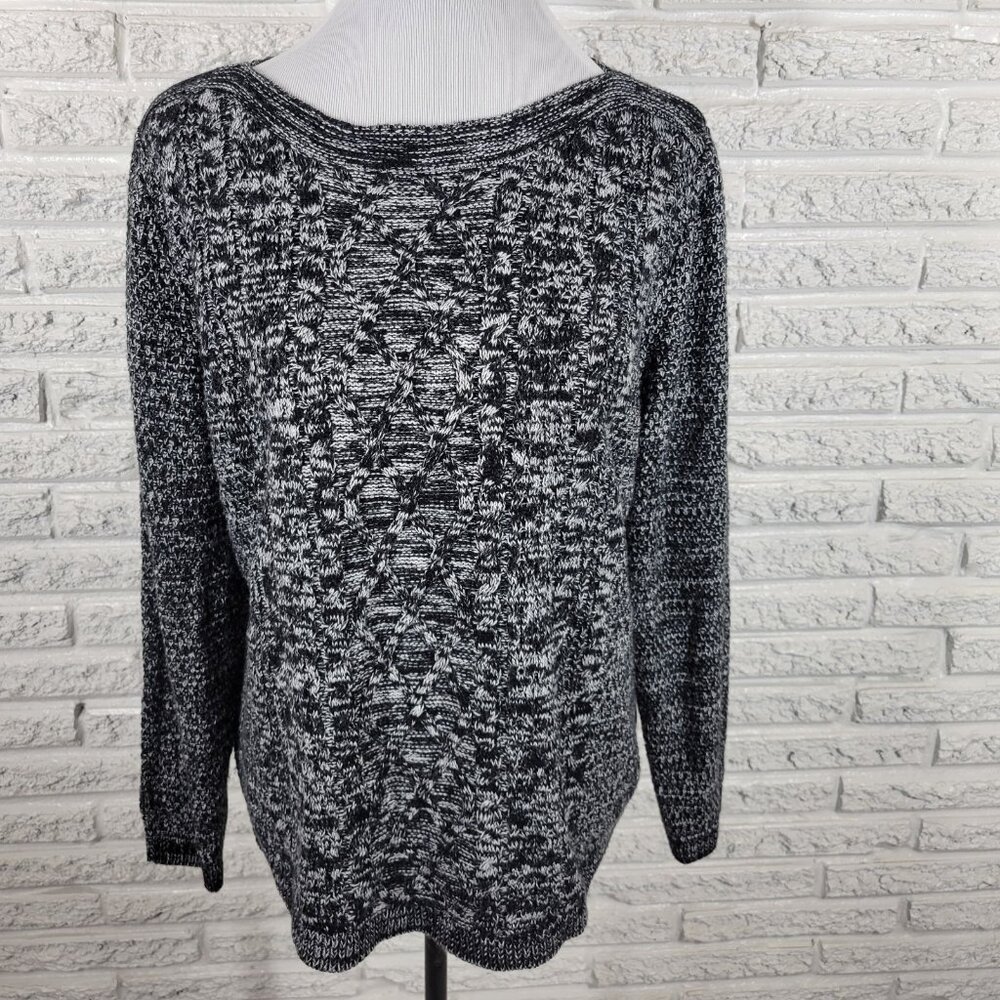 Croft & Barrow Womens Sweater XL Black Cable Knit Crew Neck Pullover SWE177E